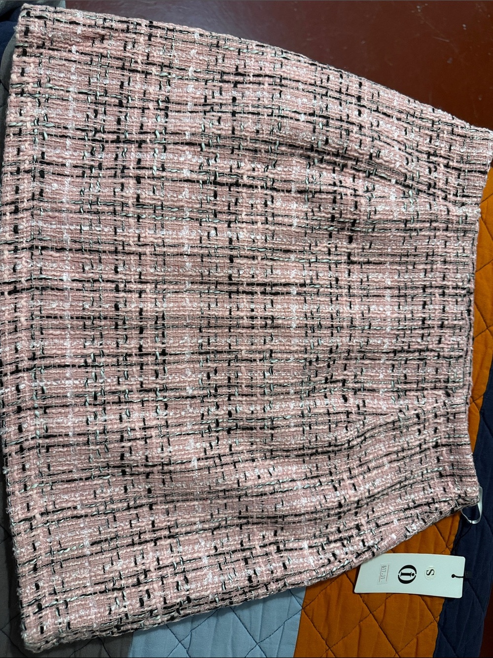 Womens Pink Tweed Pencil Skirt
